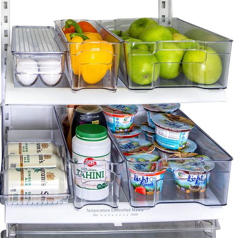 Refrigerator Organizer set of 6 Storage Bins, Including Drink Holder ...