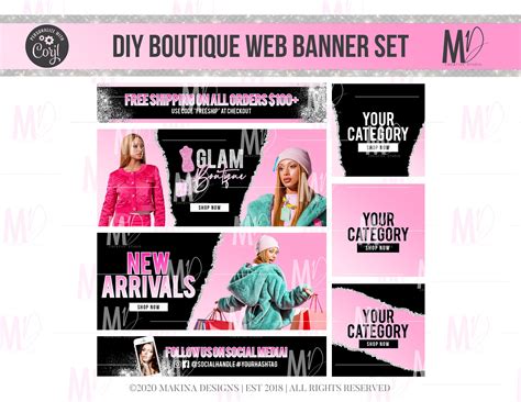 DIY WEB BANNER Boutique Silver Fashion Web Banners Instant - Etsy | Web banner, Website banner ...