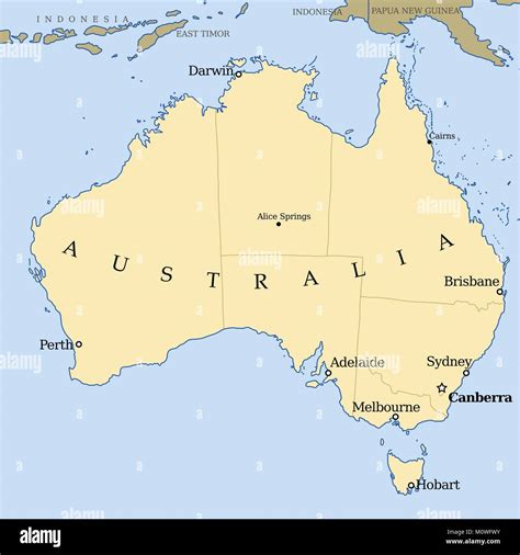 Australia map - vector illustration political map with cities Stock Vector Image & Art - Alamy