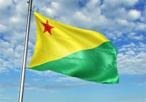 Acre State of Brazil Flag Waving with Sky on Background Realistic 3d ...