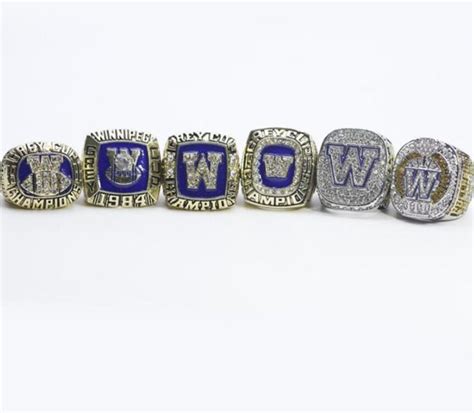 6 Winnipeg Blue Bombers Grey Cup championship rings collection - MVP Ring