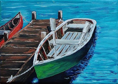 Rowboat Painting by Mike Caitham