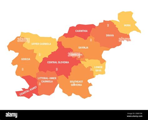 Orange political map of Slovenia. Administrative divisions ...