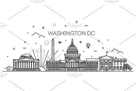 Washington DC city skyline | Washington dc city, Skyline drawing, City ...