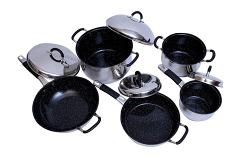 Non - Stick Cast Iron Pots & Frying Pan 9 Piece - Black & Silver | Buy Online in South Africa ...