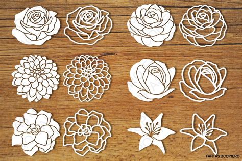 Flowers set 2 SVG files for Silhouette and Cricut. (80710) | Cut Files | Design Bundles