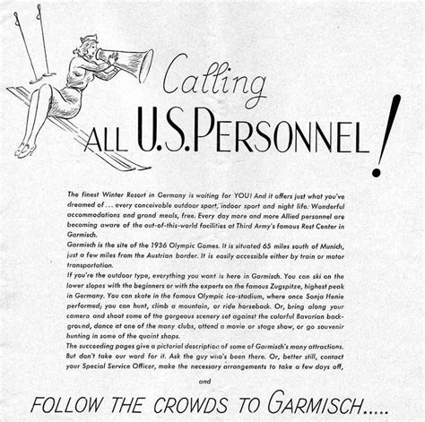 THIRD ARMY SKI SCHOOL AT GARMISCH - EPHEMERA, PHOTOGRAPHS & MILITARY ARTWORK - U.S. Militaria Forum