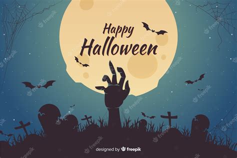 Premium Vector | Zombie hand in cemetery halloween background