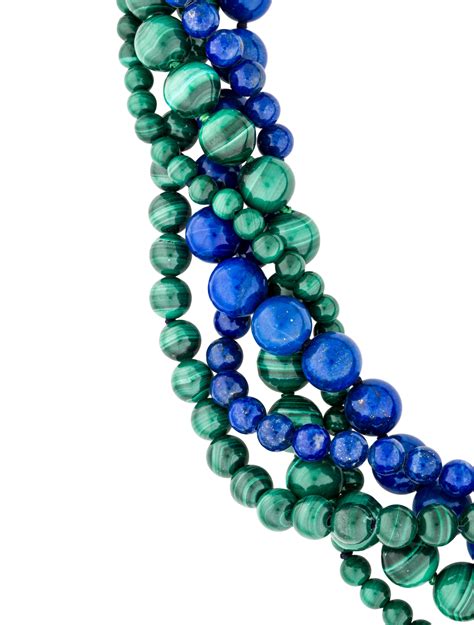 14K Malachite & Lapis Lazuli Multi Strand Bead Necklace - Necklaces - NECKL23680 | The RealReal