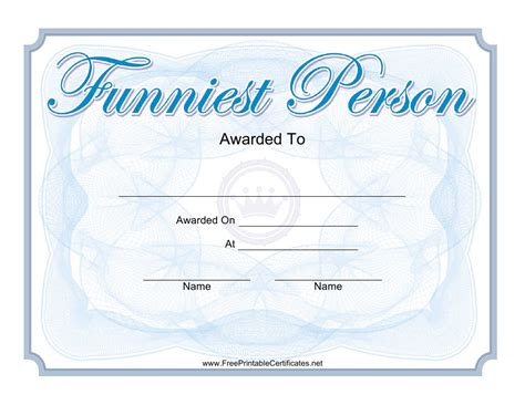 Funniest Person Award Certificate Template Download Printable PDF | Templateroller