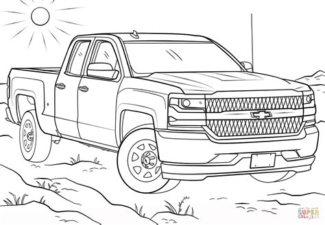 2016 Chevy Silverado Double Cab coloring page | Free Printable Coloring Pages