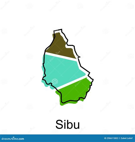 Vector Map City of Sibu Design Template, High Detailed Illustration Country in Asia Stock Vector ...