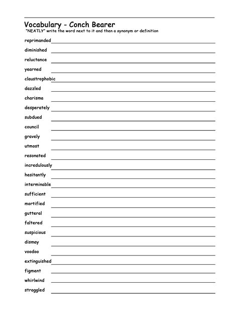 Printable Vocabulary Worksheets