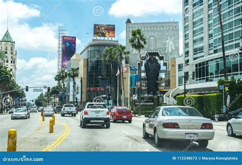 Tourist Car Traffic on Hollywood Boulevard in Los Angeles. California Tourist Attractions ...