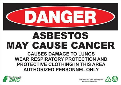 Danger Asbestos Sign - GHS/HazCom | Zing Green Products