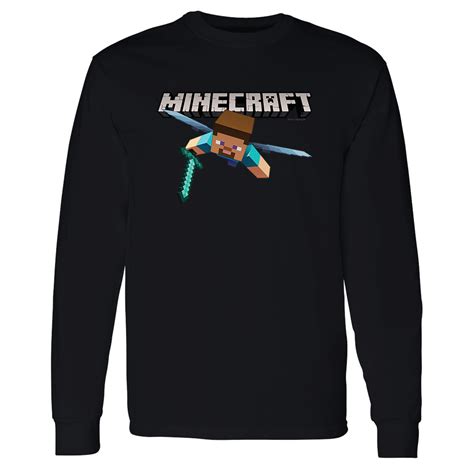 Minecraft Flying Steve Adult Premium Long Sleeve T-Shirt | Official Minecraft Shop