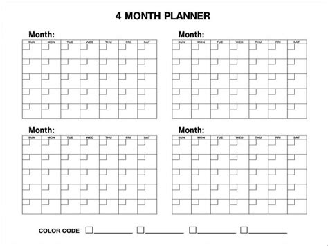 4 Month Free Calendar Template - Printable Blank Calendar Template