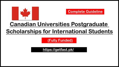 Canadian Universities Postgraduate Scholarships for International Students - GetFast.Pk