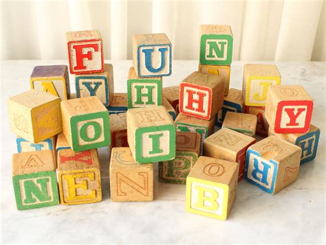 Vintage Wood Alphabet Blocks Letter Blocks Decor, Wooden Alphabet Blocks, Wooden Letters, Wooden ...
