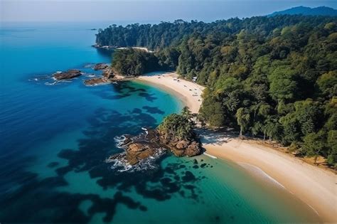 Premium AI Image | An aerial view of the beach and the ocean.