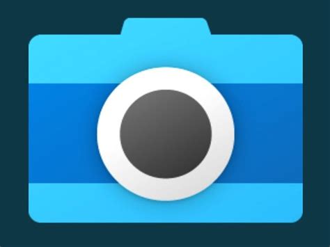 the camera icon is blue and has a black circle on it's front side