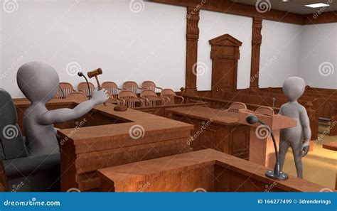 Render of Cartoon Characters in Courtroom Stock Illustration ...