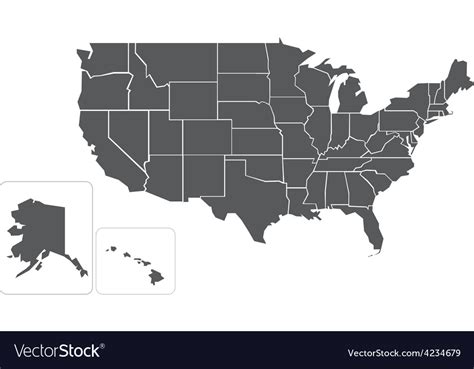 Blank simlified map of usa Royalty Free Vector Image