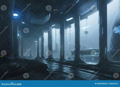 Space Station Futuristic Interior Stock Illustration - Illustration of modern, concept: 266230523