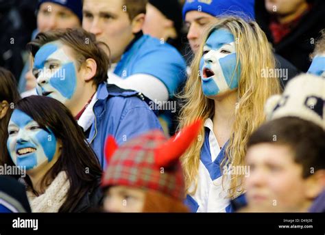 Edinburgh, Scotland, UK. 9th March 2013. Scottish fans try to encourage there team, Scotland v ...