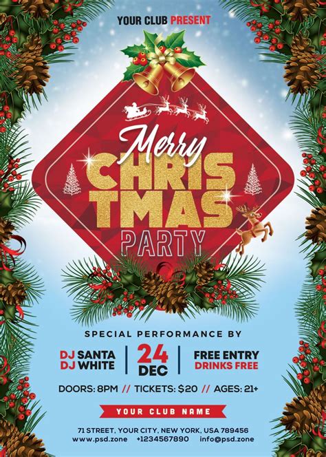 Beautiful Christmas Party Flyer PSD - PSD Zone