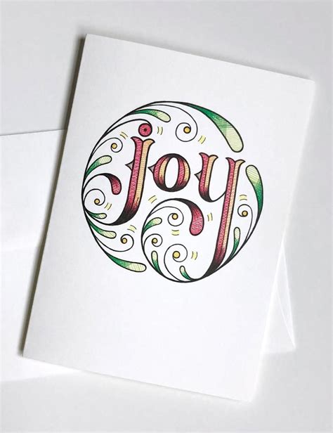 Joy Holiday Card Set of 5 / Hand Lettered Christmas Card Set / | Etsy | Joy holiday card, Hand ...