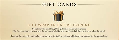 The Capital Grille Promotions: Get 10% Off $500+ Gift Card Purchase, Etc