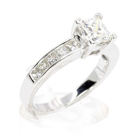 18ct White Gold Certified Princess Cut Diamond Ring | Allgem Jewellers