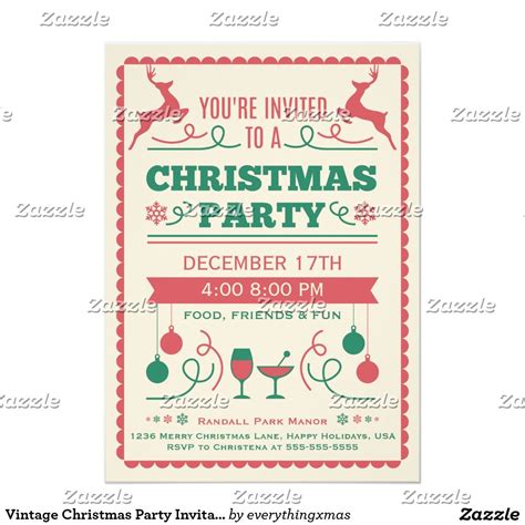 Vintage Christmas Party Invitation | Zazzle.com | Vintage christmas party, Vintage christmas ...