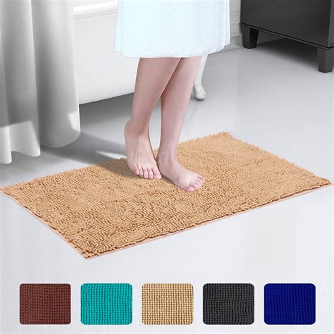 Non-Slip Shaggy Microfiber Chenille Bath Rug Mat, Extra Soft and ...