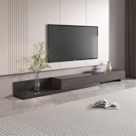 Modern White Floating TV Stand, Sintentered Stone Wall-mounted TV ...