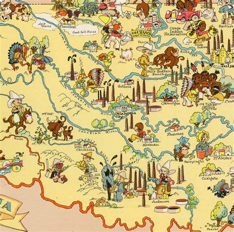 Oklahoma Map ORIGINAL 9 X 13 Vintage 1930s Antique Picture Map - Etsy