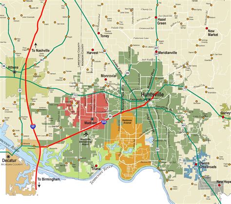 Huntsville area map - Ontheworldmap.com