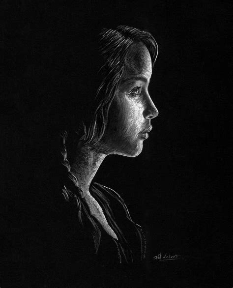 Pretty Girl Pencil Art Using White Charcoal on A4 Black Paper Drawing ...