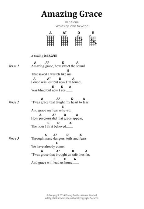 Amazing Grace Sheet Music | Traditional | Banjo Chords/Lyrics