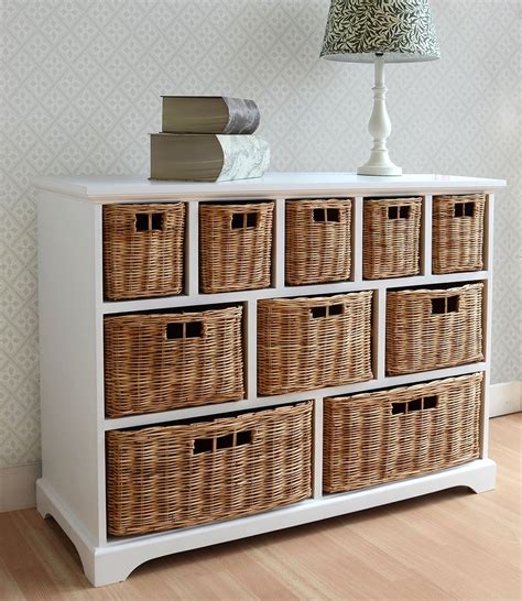 White Chest of Drawers Basket Storage Unit Wooden Cabinet Assembled TETBURYchest | eBay | Korb ...