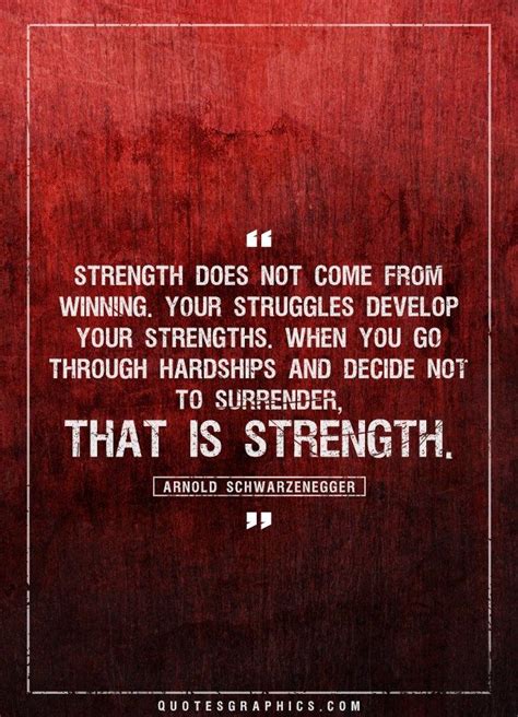 Strength does not come from winning. Your struggles develop your strengths. When you ...