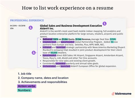 how to write a resume work experience