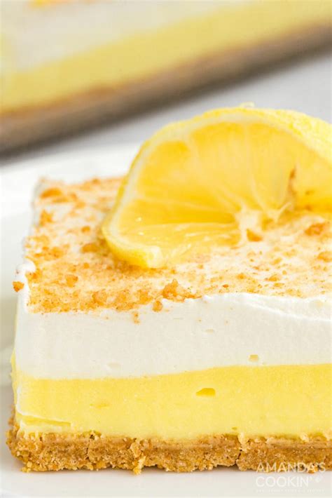 Lemon Cream Cheese Pudding Dessert - Amanda's Cookin' - One Pan