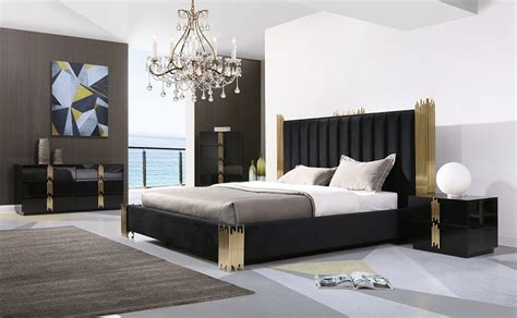 Tavi Modern Black & Gold Bed | Bedroom furniture sets, Modern bedroom set, Modern bedroom furniture