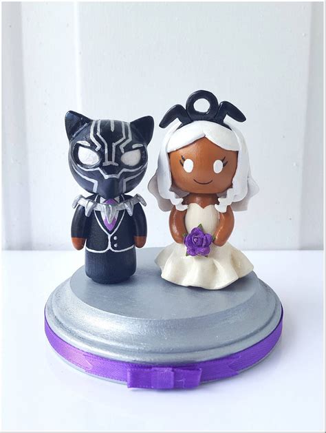 Adorable Black Panther and Storm Wedding Cake Topper - Between The ...