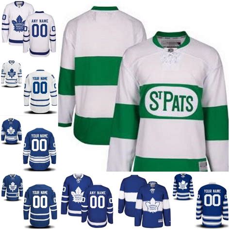 2017 Custom Toronto Maple Leafs 2017 St Pats Centennial Winter Classic Blue Away White With ...