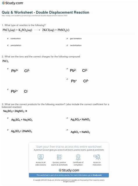 50 Double Replacement Reaction Worksheet