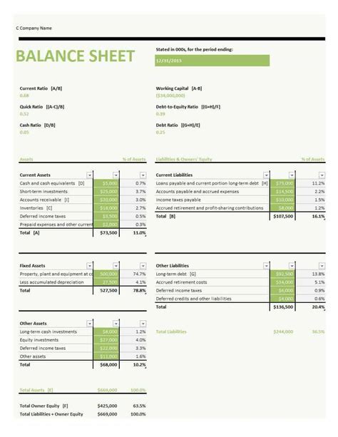 Free Excel Balance Sheet Template ~ Excel Templates