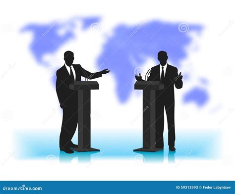 Debate People At A Microphone On Not A Sharp Background Of The Planet ...